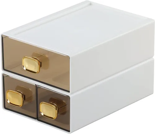 Miniatura 11 de Amplios cajones de escritorio, organizador de escritorio apilable, caja de almacenamiento de plástico para oficina, escuela y suministros para el 4