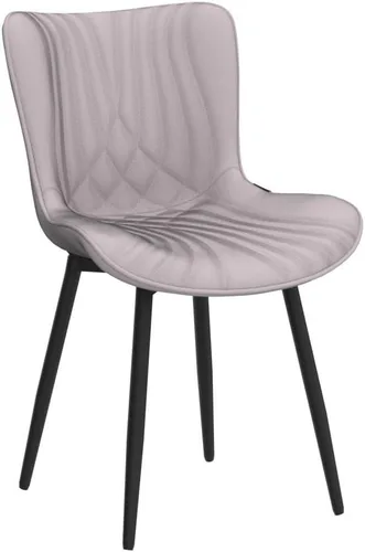 Miniatura 5 de YOUTASTE Juego de 2 sillas de comedor, modernas de mediados de siglo, tapizadas de piel sintética, con patas de metal negro, silla decorativa sin