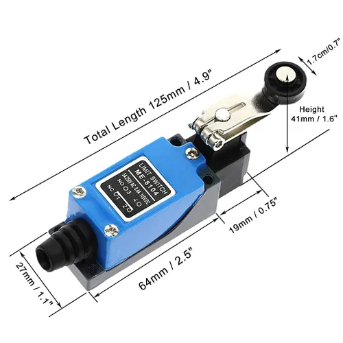 Miniatura 2 de yusheng - Interruptor de límite momentáneo ME-8104, 5 piezas, interruptor de límite de giro ajustable, brazo de palanca de rodillo arduino, NC-NO