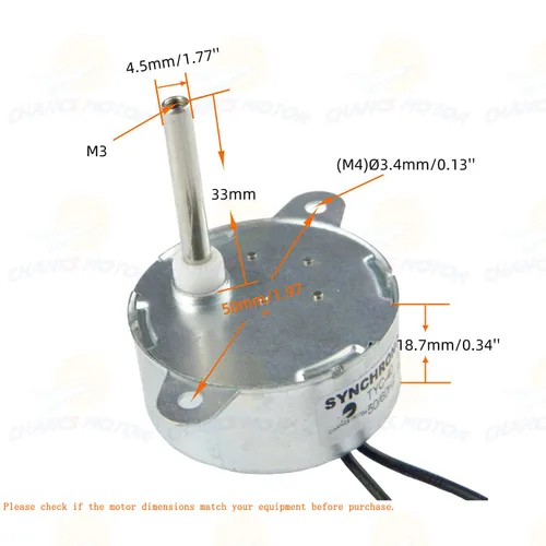 Miniatura 4 de CHANCS Motor Síncrono TYC-40 CA 12V 5RPM Longitud del Eje 33mm para Decoración de Navidad Micro Motor