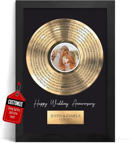 Miniatura 33 de VICILO Póster Enmarcado con Letras de Canción Personalizadas, Regalo para Padres, Acordes de Canción Perfectos, Pareja, 50° Aniversario de Boda
