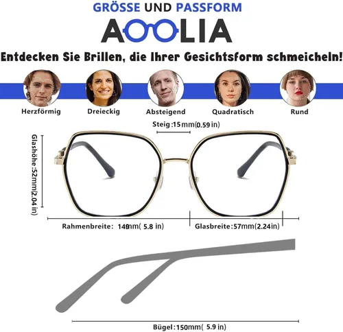 Miniatura 3 de Gafas grandes con bloqueo de luz azul para mujeres y hombres, elegantes lentes de metal Retr Anti-UV Antifatiga Anti-Blue Eye Glasses