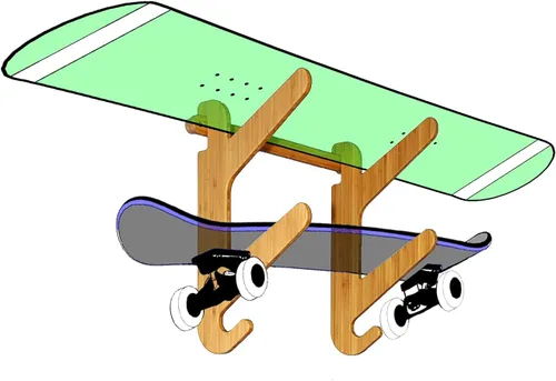 Miniatura 11 de Grassracks Soporte de pared para snowboard y monopatín de bambú y abedul, serie Moloka`i