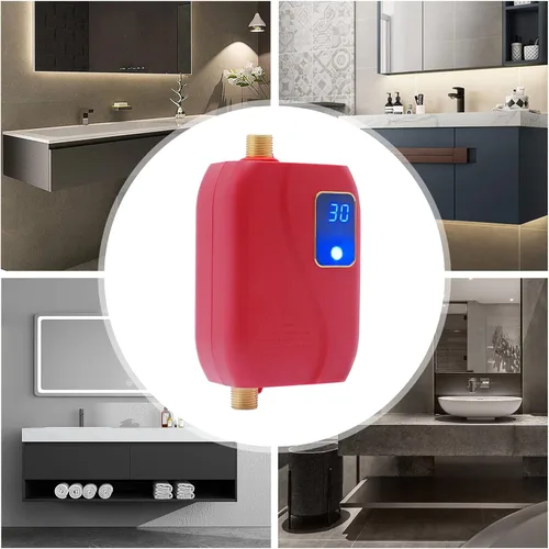 Miniatura 2 de Calentador de agua eléctrico sin tanque, 110 V, 3000 W, portátil, a pedido, calentador de agua caliente instantáneo, mini sistema de calefacción