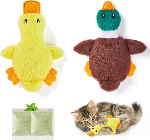 Potaroma Juguetes para gatos con sonido crujiente de nébeda 2 piezas, juguete para gatitos sin relleno y sin desorden, juguetes interactivos para