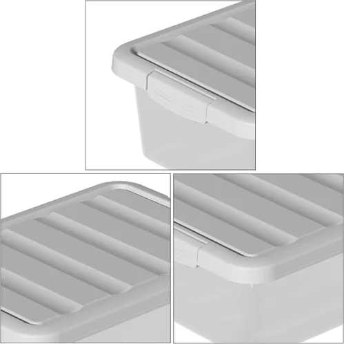 Miniatura 3 de Paquete de 2 contenedores de almacenamiento medianos con tapas, caja organizadora apilable transparente de 14 cuartos de galón, contenedores Tapa