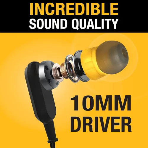 Miniatura 4 de DEWALT Auriculares con Banda para el Cuello Bluetooth de Alta Resistencia, Auriculares Bluetooth 5.2 Inalámbricos con Micrófono, Comodidad Ligera