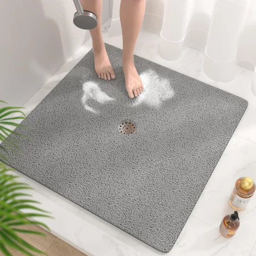 Miniatura 17 de HITSLAM - Tapete cuadrado para ducha, de 24 x 24 pulgadas, tapete de baño antideslizante para bañera, tapetes de baño de alcachofa de PVC suave