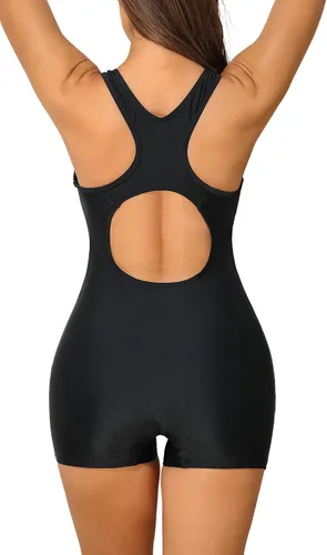 Miniatura 110 de beautyin - Traje de baño para mujer, traje de baño aeróbico y de competición de una pieza, estilo pantalón corto