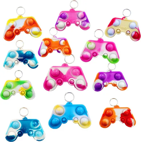 Paquete de 24 controladores de juego a granel, mini llavero pop Fidget para niños y niñas, suministros para fiestas de cumpleaños, premios para el