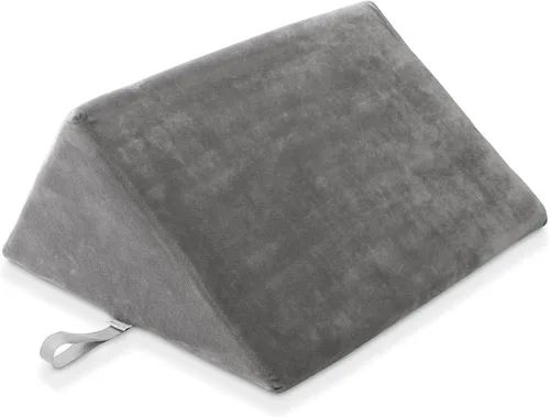 Saloniture Cojín de mesa de masaje triangular con cuña para debajo de la rodilla, extra grande, 19 x 12 x 20 x 15.5 pulgadas, terciopelo gris