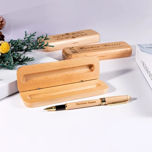 Miniatura 3 de Bivei Regalo de bolígrafo grabado para mujeres y hombres, juego de bolígrafos y lápices personalizados en madera de arce, juego de 2 bolígrafos