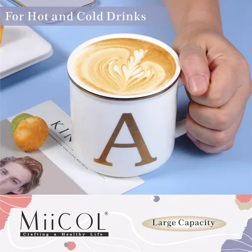 Miniatura 6 de Taza de Café de Cerámica Miicol 16 oz, Taza de Café Monograma, Taza de Té con Inicial Dorada, Taza de Té Personalizada, Regalo Único, Taza Grande