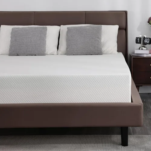 Vipbear Colchón de tamaño matrimonial de 10 pulgadas con funda Tencel, colchones de espuma viscoelástica de gel y té verde fresco de primera calidad