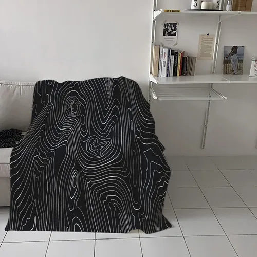 Miniatura 4 de Manta de forro polar para sofá cama, vista superior abstracta topográfica, mantas y mantas de microfibra suave para sofá de viaje, líneas