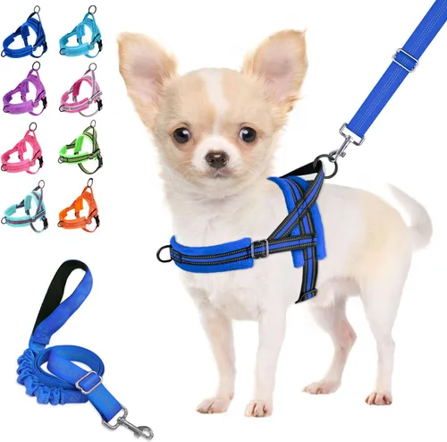 Miniatura 14 de Arnés para perro Lukove sin tirón y juego de correa, arnés suave acolchado para perros pequeños, arnés reflectante ajustable en cuello y pecho