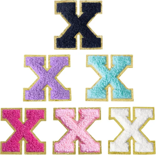Miniatura 220 de 6 piezas de parches de letras de chenilla autoadhesivas, parches de letras preppy de 2 pulgadas para bolsos, ropa y sombreros, grandes pegatinas