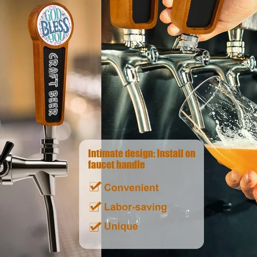Miniatura 4 de Marsui Paquete de 8 pizarras de madera para cerveza, mango de barril para Kegerator con logotipo intercambiable y 8 bolígrafos, bar, restaurante