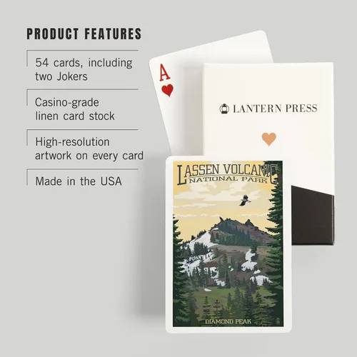 Miniatura 3 de Lantern Press Lassen Volcanic National Park, California, Diamond Peak (52 cartas de juego, baraja de cartas de tamaño póquer con comodinos)