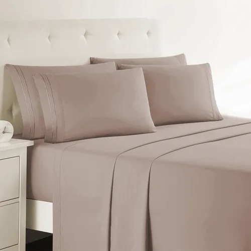 Miniatura 7 de Clara Clark - Juego de sábanas King con Flex Top, 6 piezas - Sábanas de lujo para cama King con cabeza dividida, juego de cama súper suave, King