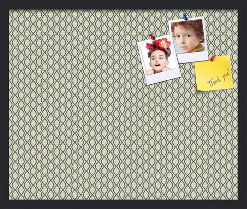 Miniatura 180 de PinPix Tablero de anuncios de corcho de 13 x 13 pulgadas. Este tablero decorativo enmarcado viene con diseño de ondas en blanco y negro y un marco