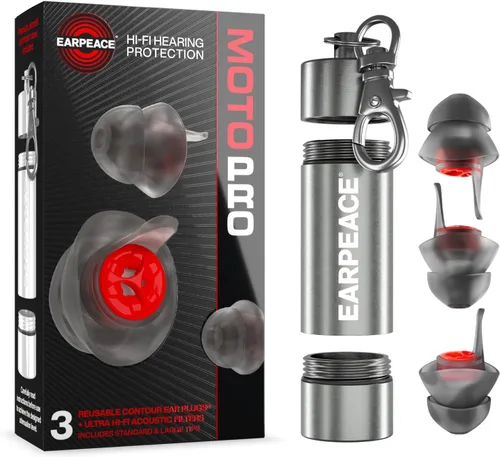 Miniatura 8 de EarPeace Tapones para los oídos para motocicleta, reutilizables, de alta fidelidad para moto, protección auditiva para deportes de motor, trabajo