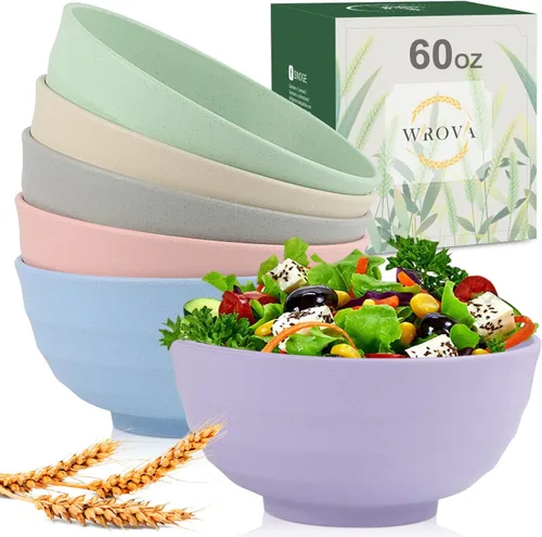 Miniatura 11 de Wrova Juego de 8 cuencos de paja de trigo para postre de 10 onzas, cuencos irrompibles para niños, mini cuencos para helado, aperitivos y frutas