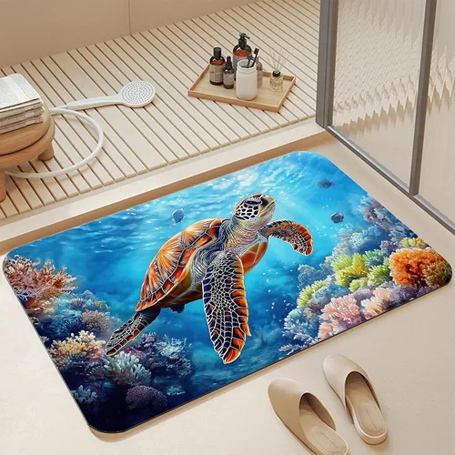 Miniatura 11 de Alfombras de baño de diatomáceas, bonita decoración de baño de gatos, alfombra de baño antideslizante con flores rosadas, de secado rápido, fácil