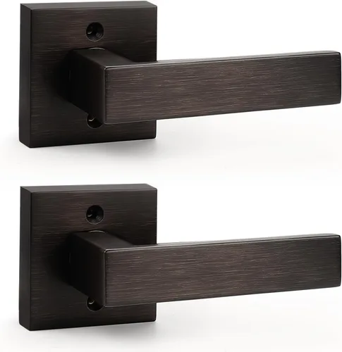 Miniatura 35 de Probrico Paquete de 4 manijas de puerta simuladas en negro mate, manijas interiores que no giran, manijas reversibles resistentes para interiores