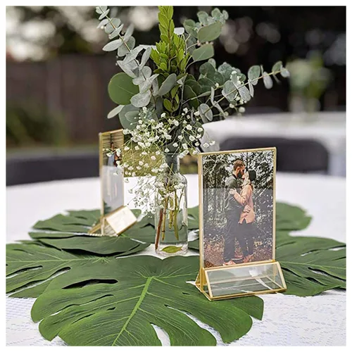 Miniatura 6 de NIUBEE Paquete de 25 soportes dorados para números de mesa de 4 x 6 pulgadas, marcos transparentes, soportes acrílicos de doble cara para números