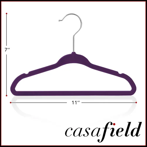 Miniatura 5 de Casafield 50 Perchas de Terciopelo para Bebé - Tamaño de 11" para Ropa de Bebés y Niños Pequeños - Morado