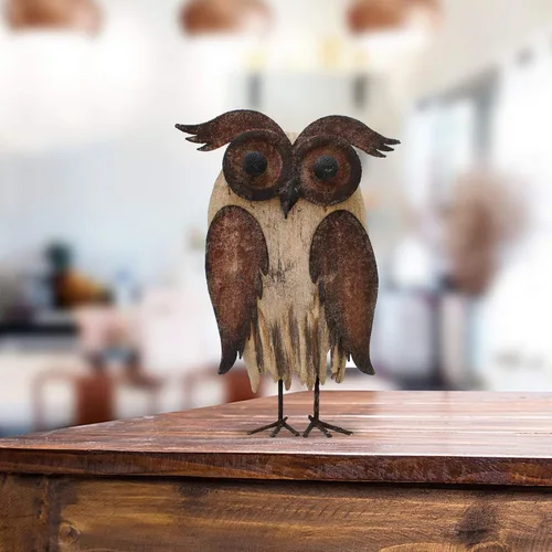 Miniatura 2 de Figuras rústicas de búho, decoración de estatua de animal para el hogar, soporte de madera, esculturas de búho, decoración para sala de estar