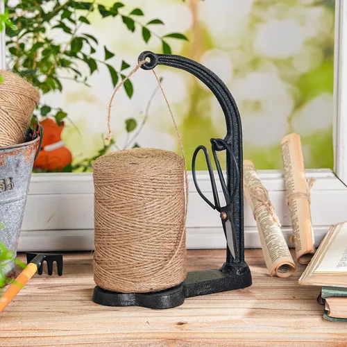 Miniatura 2 de Sungmor Juego de Soporte para Cordel de Jardín de Hierro Fundido - Juego de Cuerda de Yute Natural de 1300 pies y Estante para Cuerda y Tijeras