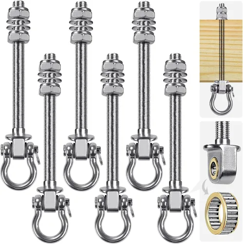 Miniatura 8 de SELEWARE Perchas de columpio resistentes con rodamientos, paquete de 6 – Accesorios de columpio de acero inoxidable para patio y parque infantil