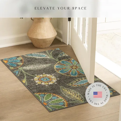 Miniatura 2 de Maples Rugs Reggie - Alfombra de pasillo floral, fabricada en Estados Unidos, lavable, antideslizante, alfombra de interior para cocina, pasillo