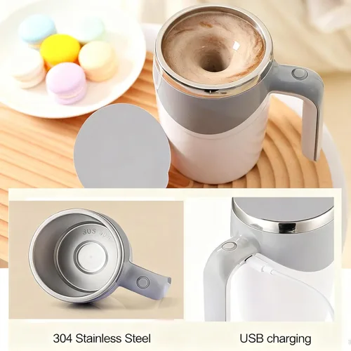Miniatura 3 de Toycol Taza mezcladora giratoria con aislamiento automático automático y recargable - Taza de viaje USB para café/té/chocolate caliente/leche - 12.9