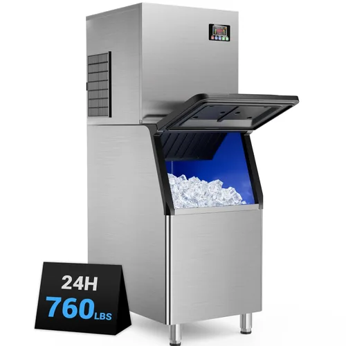 Miniatura 9 de Commercial Ice Machine 550LBS/24H,Storage 400LBS,Large Industrial Ice Maker,Ice Ready in 5-15min,with Self-Cleaning Mode,with Timing Function,30
