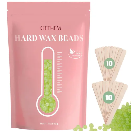 Perlas de cera dura sin dolor y varillas para depilación de cuerpo completo para mujeres y hombres – 1.1 lb/17.6 oz granos de cera con 20 varillas
