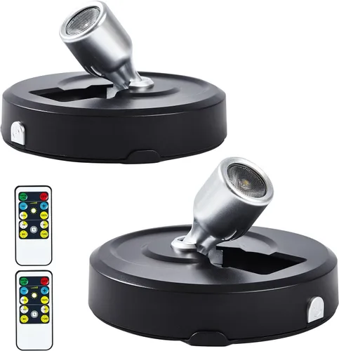 Miniatura 13 de Foco inalámbrico a pilas con control remoto, paquete de 2 luces para debajo del armario con función de temporizador para debajo del mostrador