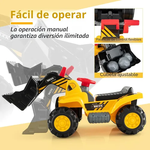Miniatura 4 de Costzon Excavadora para montar, vehículos de construcción para montar con casco, 3 piedras de juguete, sonido realista, cucharón ajustable