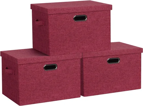 Miniatura 54 de Graciadeco Contenedores de almacenamiento plegables grandes de 17 pulgadas y 36 cuartos de galón con tapas, paquete de 3 cajas de almacenamiento