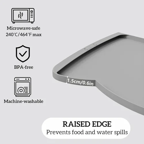 Miniatura 100 de OHMO - Tapete de silicona para alimentos para gatos, tapete de alimentación de mascotas para el piso, antideslizante e impermeable, bandeja de agua