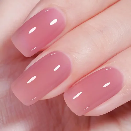 Miniatura 12 de AILLSA Esmalte de uñas de gel amarillo otoñal, esmalte de gel de hojas de otoño, esmalte de gel neutro translúcido nude de larga duración