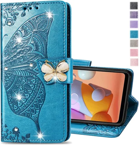 Miniatura 13 de Compatible con Xiaomi Redmi Note 10 Pro Funda con purpurina con tarjetero y soporte de cuero Flip Wallet Diamond Butterfly Funda protectora a prueba