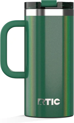 Miniatura 13 de RTIC - Taza de viaje para viajes de 16oz con tapa y asa, forrada en cerámica, aislada, de acero inoxidable, metálica, de doble pared con aislamiento