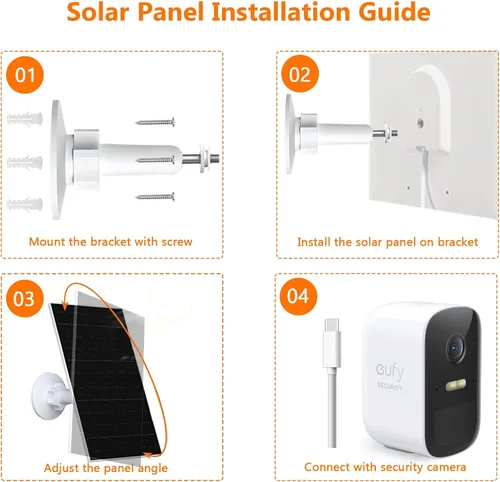 Miniatura 6 de Zivif Panel solar de 7 W para cámara Eufy, cargador solar compatible con EufyCam 2/2 Pro/2C/2C Pro/E20/E40/E, enchufe USB C y micro USB, impermeable