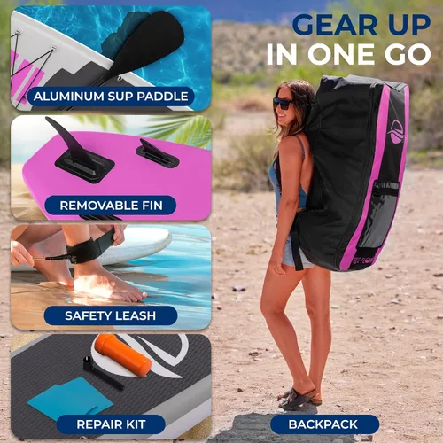Miniatura 7 de SereneLife Tabla de Paddle Inflable de Pie - Diseño Amplio y Estable, Cubierta Antideslizante para Adultos y Jóvenes con Accesorios Premium de Tabla