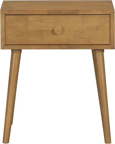 Miniatura 16 de NTC Mesita de noche Lux de roble macizo con cajón, mesa auxiliar moderna de mediados de siglo, muebles de noche, mesa auxiliar, fácil montaje, negro