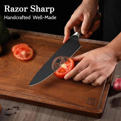 Miniatura 4 de Juego de cuchillos de cocina, 3 piezas japoneses de acero inoxidable de alto carbono, cuchillos de cocina de chef profesional ultra afilados Santoku