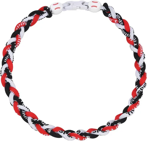 Miniatura 24 de Collar de béisbol de 18 pulgadas, regalos de goteo de béisbol, collares deportivos de tres trenzas, collares de titanio Tornado de cuerda deportiva
